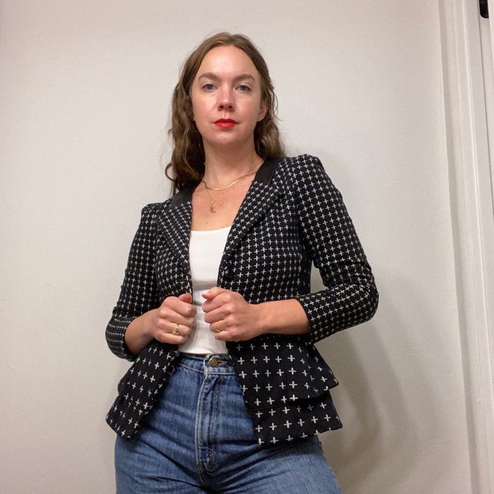 Cartonnier cotton blazer with vegan leather lapel